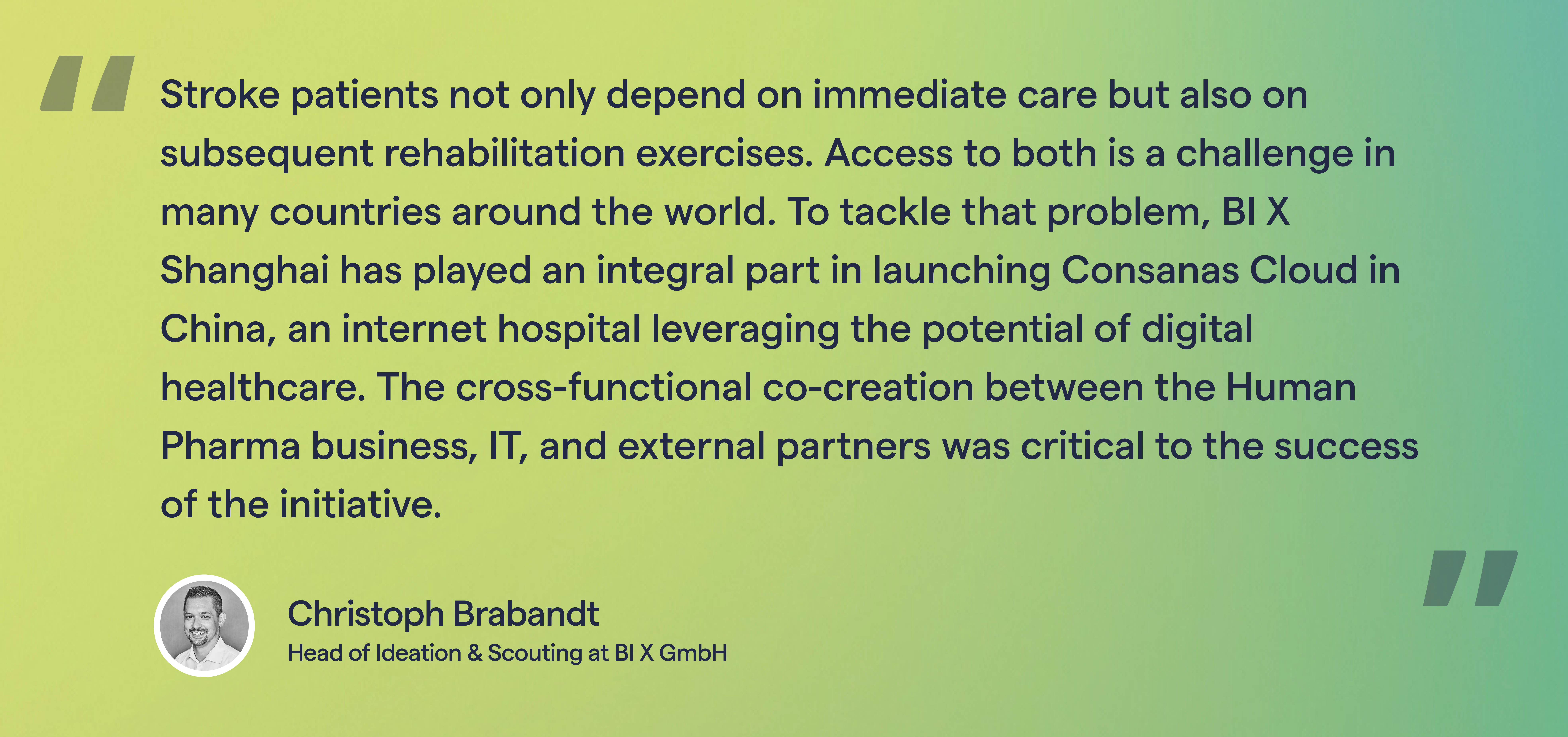 Consanas Cloud - BI X Shanghai's solution to address the challenges of stroke rehabilitation through digital healthcare. 